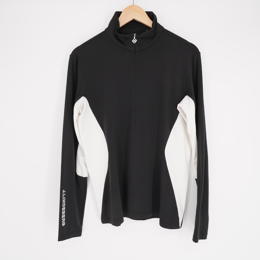 J Lindeberg 1/4 Zip Golf Pullover Women XL Black Long Sleeve Performance Outdoor